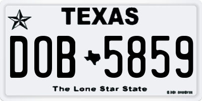 TX license plate DOB5859