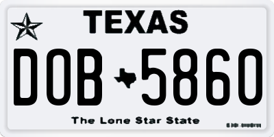 TX license plate DOB5860