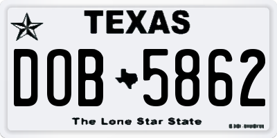TX license plate DOB5862