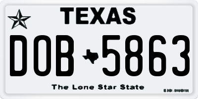 TX license plate DOB5863