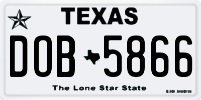 TX license plate DOB5866