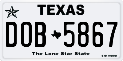 TX license plate DOB5867