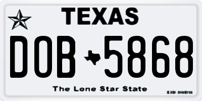 TX license plate DOB5868