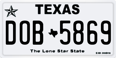 TX license plate DOB5869