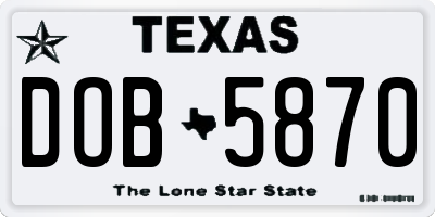 TX license plate DOB5870