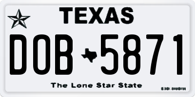 TX license plate DOB5871
