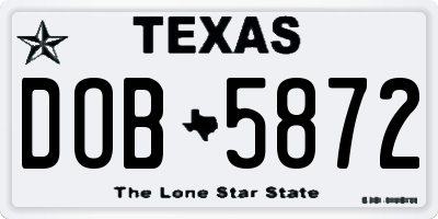 TX license plate DOB5872