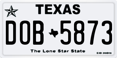 TX license plate DOB5873