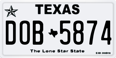 TX license plate DOB5874