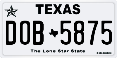 TX license plate DOB5875