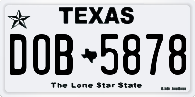 TX license plate DOB5878