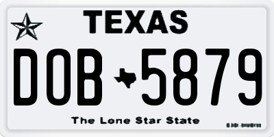 TX license plate DOB5879