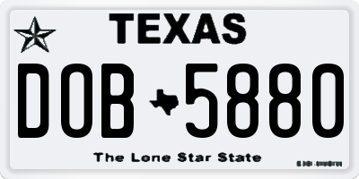 TX license plate DOB5880