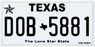 TX license plate DOB5881