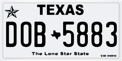 TX license plate DOB5883