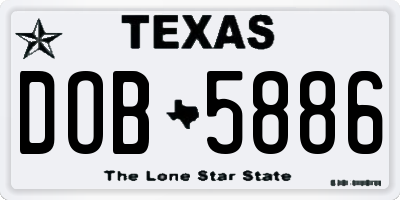 TX license plate DOB5886