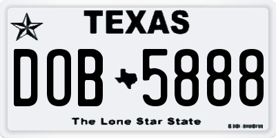 TX license plate DOB5888