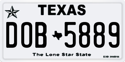 TX license plate DOB5889