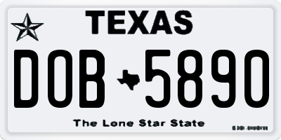 TX license plate DOB5890