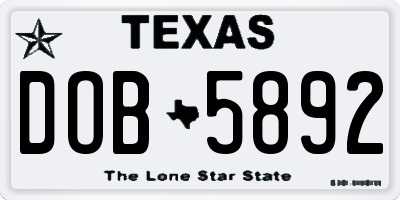 TX license plate DOB5892