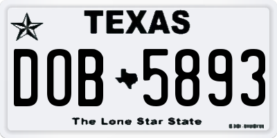 TX license plate DOB5893