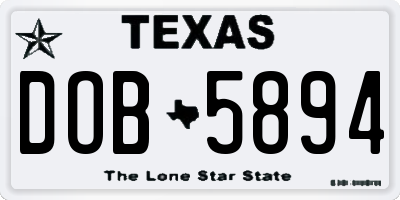 TX license plate DOB5894