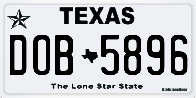 TX license plate DOB5896