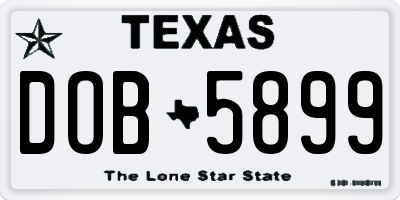 TX license plate DOB5899