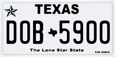 TX license plate DOB5900