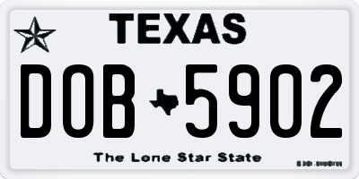 TX license plate DOB5902