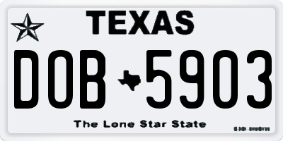 TX license plate DOB5903