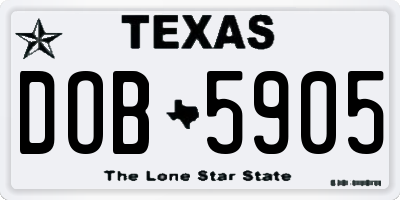 TX license plate DOB5905