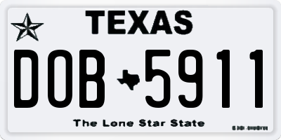 TX license plate DOB5911