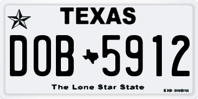 TX license plate DOB5912