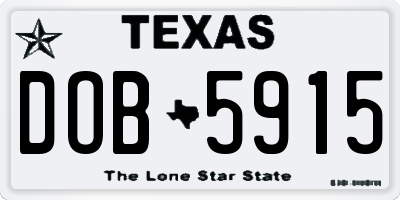 TX license plate DOB5915