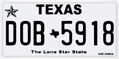 TX license plate DOB5918