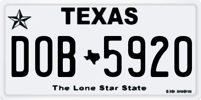 TX license plate DOB5920