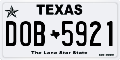TX license plate DOB5921