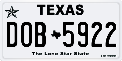 TX license plate DOB5922