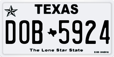 TX license plate DOB5924