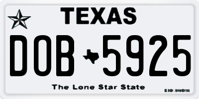 TX license plate DOB5925