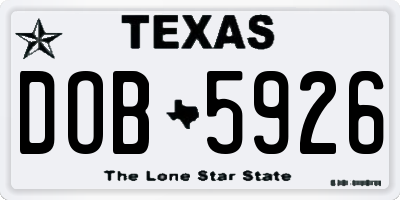 TX license plate DOB5926