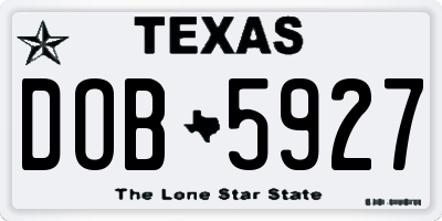 TX license plate DOB5927