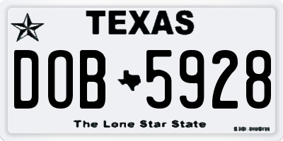 TX license plate DOB5928