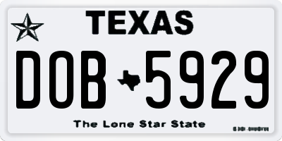 TX license plate DOB5929