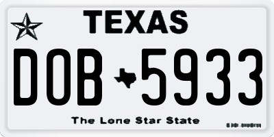 TX license plate DOB5933
