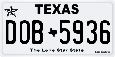 TX license plate DOB5936