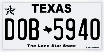 TX license plate DOB5940