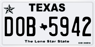TX license plate DOB5942