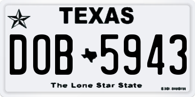 TX license plate DOB5943
